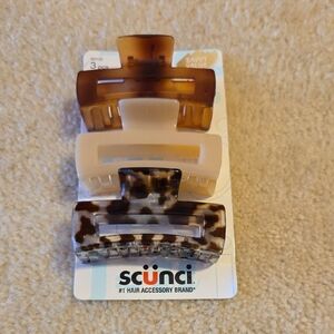 Scunci Hair Claw Clips - Brown, Cream, Leopard